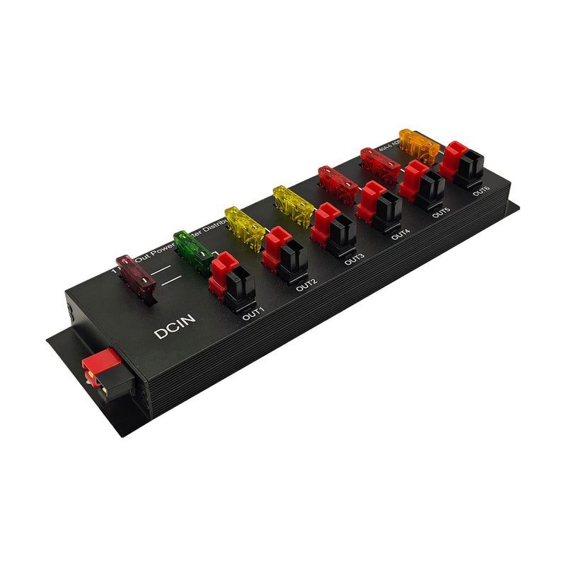 6 Out Power Pole Distribution Block Power Splitter Distributor Source Strip | 1 in 6 out Connector Power Divider Power Board 40Amp 1-6