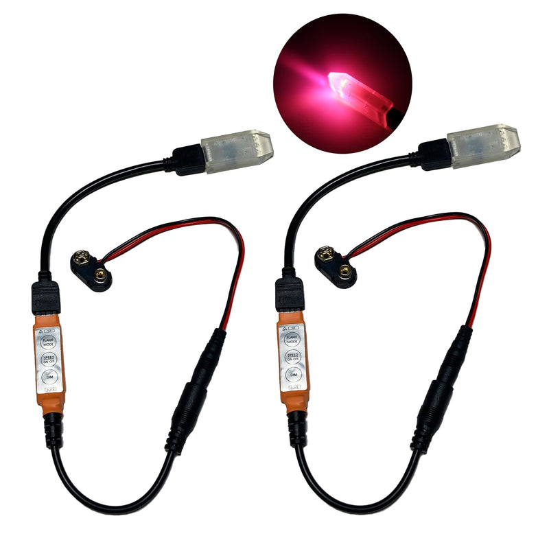 Flame Light 4 Facet Prism Kit Flickering Amber and Purple LEDs Battery Operated 2 Pack for Special Effects Fire Lighting of Lanterns Torches Candles
