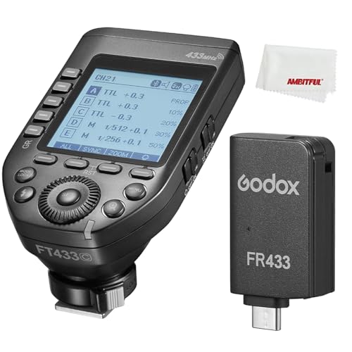 Godox FT433 C TTL Wireless Flash Trigger for Canon, 433MHz, HSS 1/8000s, 100m Range, LCD, 32 Ch, 1-99 ID, Front/Rear Curtain Sync, Bluetooth App Control, TCM, Single-Contact Rapid-Fire