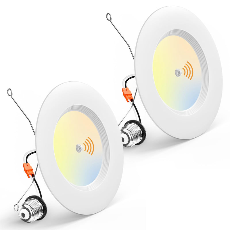 Amico 2 Pack 5/6 inch Motion Sensor Recessed Light, 12.5W=100W, 950LM, 2700K/3000K/4000K/5000K/6000K Selectable, LED Retrofit Can Lights, IC Rated - ETL & FCC, White