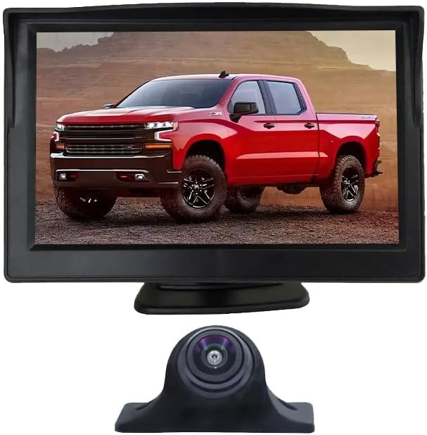 Car Side Rear View Backup Camera Reversing 5-in Monitor Reverse Image Front Parking Night Vision Rear Mirror Positive for Vehicle Waterproof IP68 Clear Night Vision Car Camera