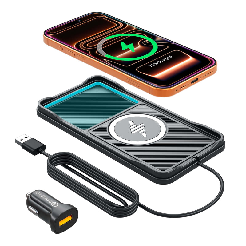 Wireless Car Charger,LANSEMKU Car Wireless Chargers Charging pad Non Slip 15w Fast Charger for Car Wireless Phone Charger for iPhone 16/15/14/13/12 Pro Max,Samsung for Android (Black-100cm Cable) 100cm Cable-for IPHHONE PRO MAX
