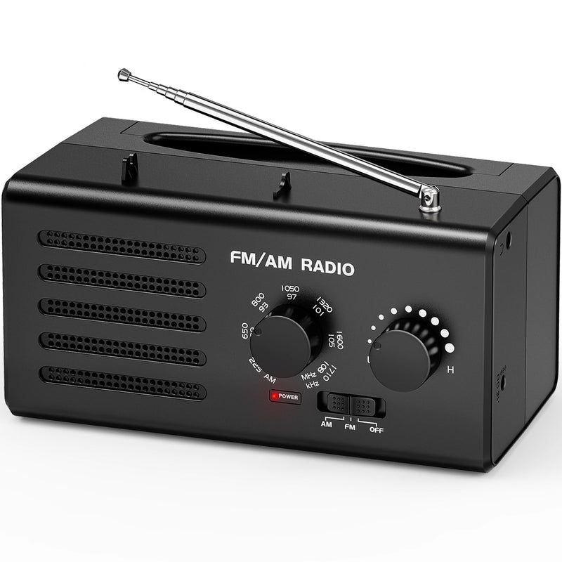 [AUSTRALIA] - AM FM Radio Portable,Goodes Transistor Radio Plug in Wall Battery Powered with Best Reception, Loud Speaker, Excellent Sound, Small Radios for Home Outdoor Office Desk Use/Decor, Gift for Elders Black 