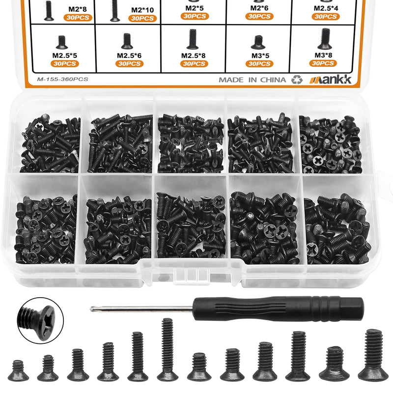 mankk 360PCS Laptop Screws 12 Sizes M2 M2.5 M3 and 400PCS Computer Screws Motherboard Standoffs Screws
