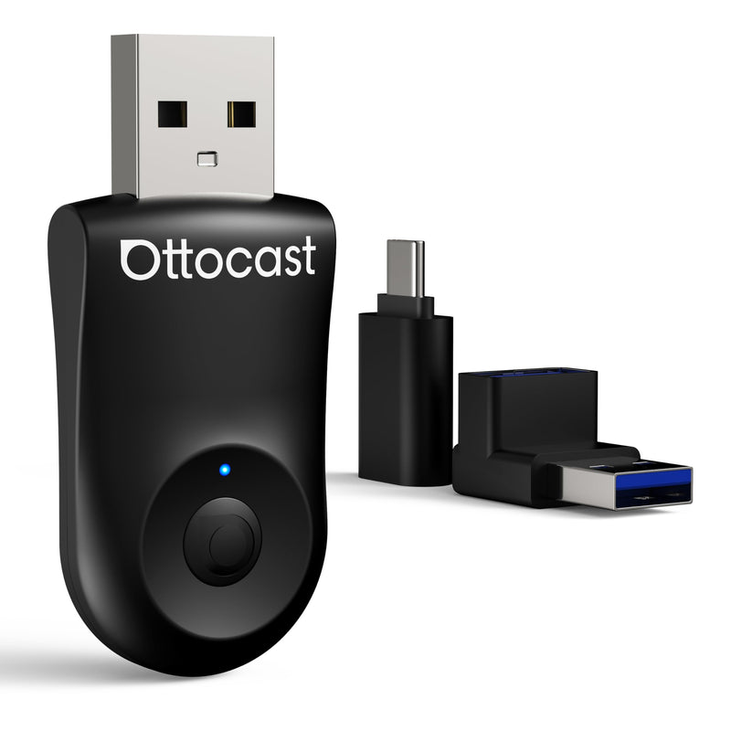 OTTOCAST Mini 2025 Wireless CarPlay & Android Auto 2-in-1 Adapter, Fast Stable Connection, Plug & Play for iPhone & Android Devices (Black) Black