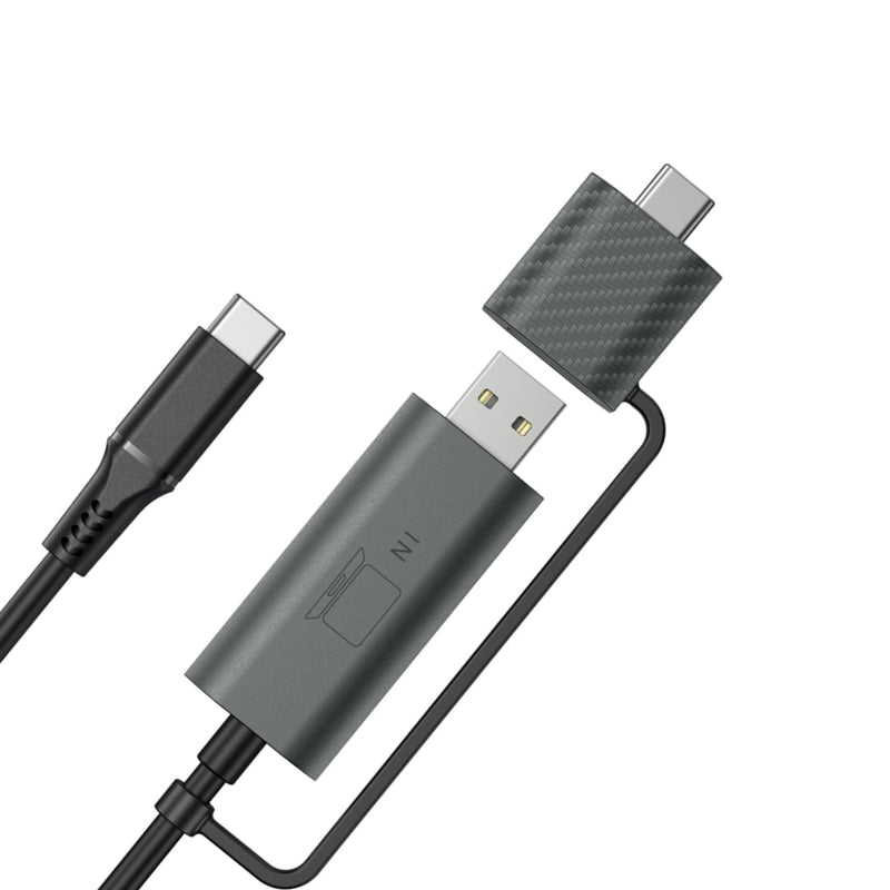 2-in-1 USB-A/C to HDMI Converter Cable for 14''/15.6'' Tri-Screen Display, Video Signal Adapter Compatible with M1/M2/M3/M4 MacBook and No Type C Laptops, Need to Download Driver