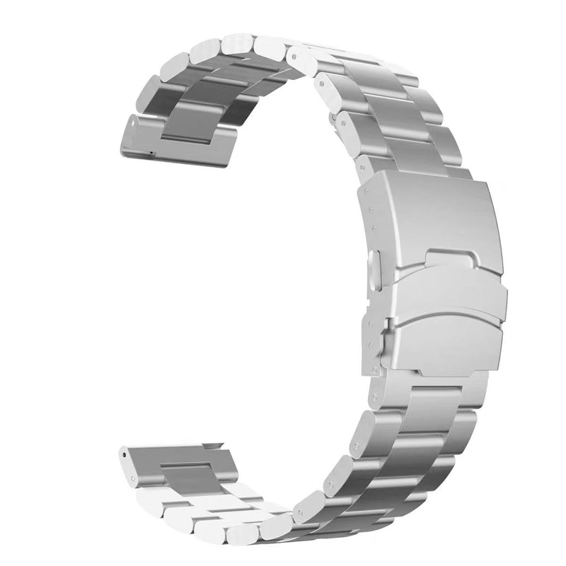 THEAGE 22mm Pure Titanium Watch Band, straight end universal version, Double Locking Deployant Clasp Silver