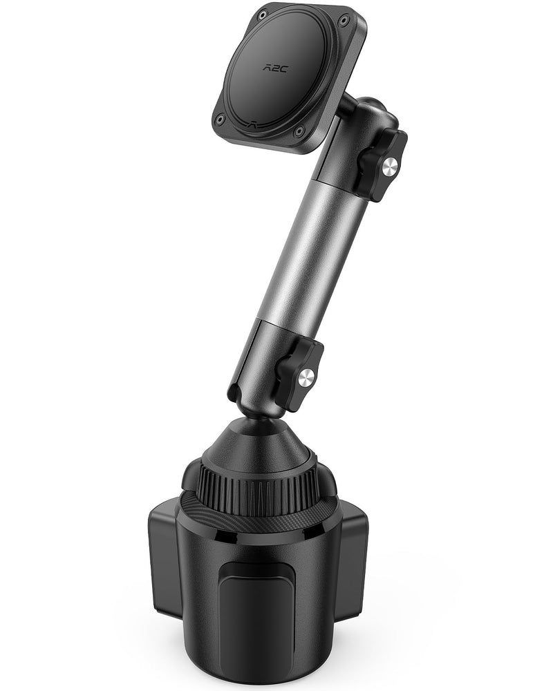 APPS2Car Heavy Duty Magnetic Cup Phone Holder Mount | Aluminum Arm | Dual Ring N55 Magnets | Fits 3"-4" Cup Holders, 20mm Ball Joint | Compatible with MagSafe iPhone, Samsung, Smartphones