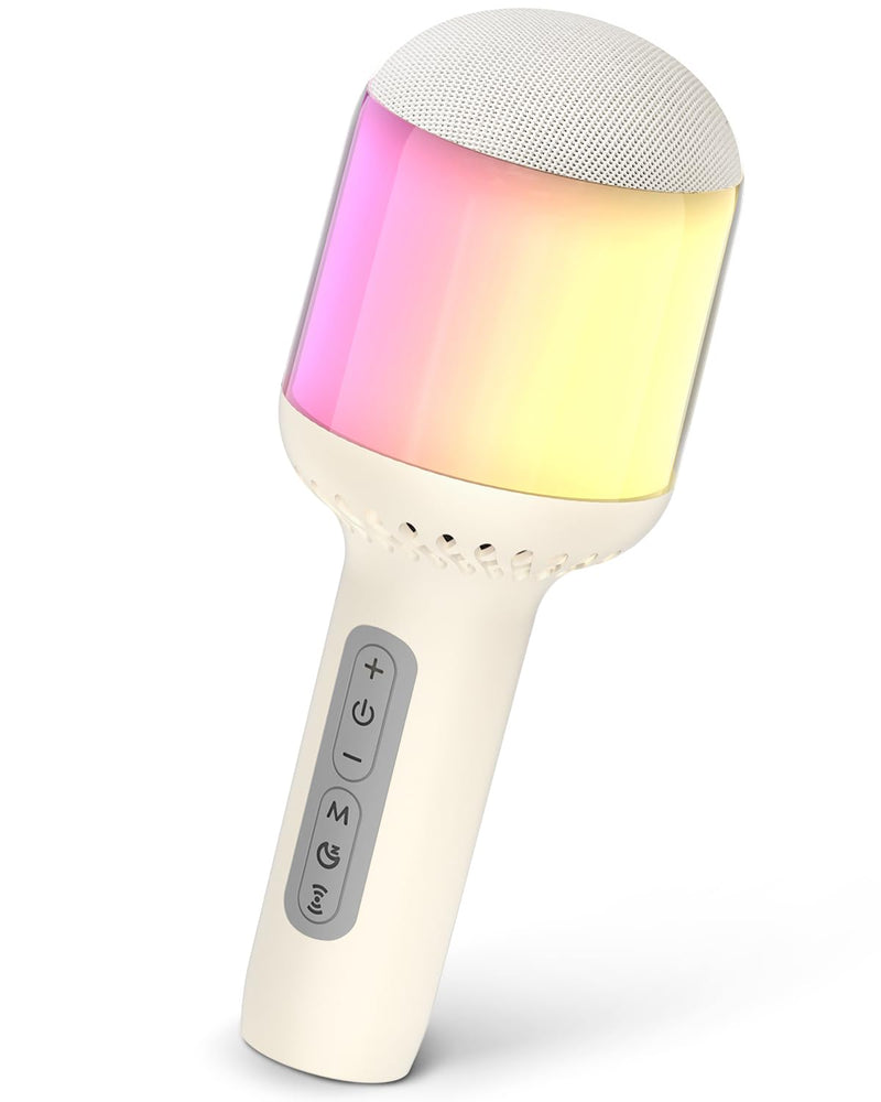 [AUSTRALIA] - Wireless Bluetooth Karaoke Microphone with Dynamic Lights, Portable Handheld Mic, 6 Sound Effects, 10H Battery, Perfect for Kids Singing, Home Parties, Duet - Gift Idea, Works with All Smartphones 