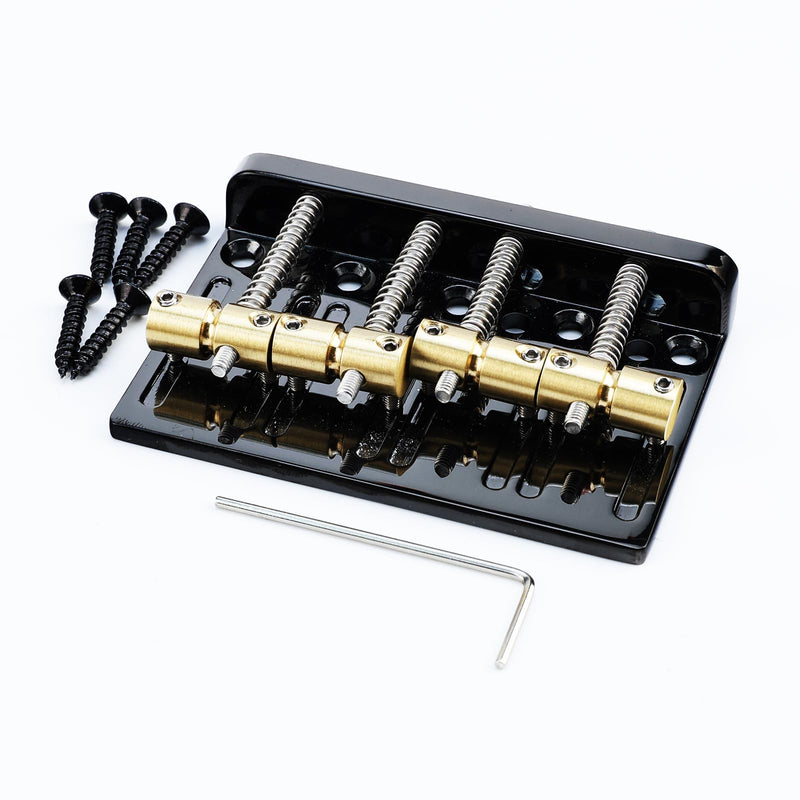 [AUSTRALIA] - Black Electric Bass Guitar Bridge with Brass Saddles Zinc Alloy Plate 4 String Fixed Bridge Compatible with Fender Jazz Precision Bass Bridge Replacement Parts Black 