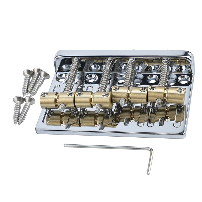 [AUSTRALIA] - Chrome Electric Bass Guitar Bridge with Brass Saddles Zinc Alloy Plate 4 String Fixed Bridge Compatible with Fender Jazz Precision Bass Bridge Replacement Parts Chrome 
