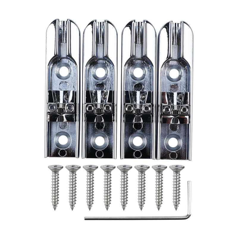 Bass Guitar Bridge with Zinc ALloy Saddle Base Individual Single String Fixed Bridge for 4 String Electric Bass Replacement Parts（Chrome） 4PCS Chrome
