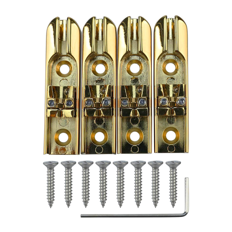 Bass Guitar Bridge with Zinc ALloy Saddle Base Individual Single String Fixed Bridge for 4 String Electric Bass Replacement Parts（Gold） 4PCS Gold