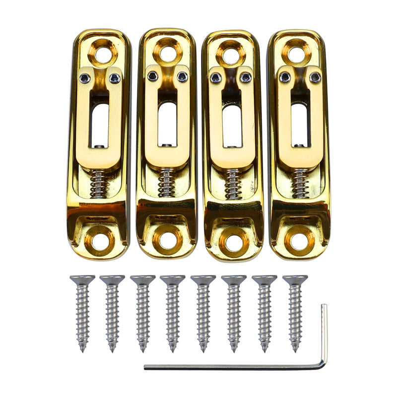 [AUSTRALIA] - Gold Single String Bass Guitar Bridge with Brass Saddle Individual Fixed Bridge for 4 String Electric Bass Replacement Parts 4 piece Gold 
