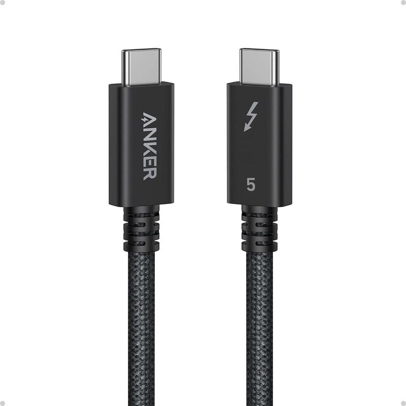 Anker Prime Thunderbolt 5 Cable, 3.3ft USB-C to USB-C Cable, 240W Charging | 80Gbps Data Transfer, Up to 120Gbps Bandwidth, 8K/4K Displays, for iPhone 16, MacBook and More (Thunderbolt 5-Certified)