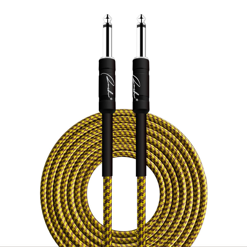 Ranch Guitar Cable 20 ft Coild Electric Instrument Cables Bass AMP Cord 1/4 Straight to Straight for Electric, Bass Guitar, Mandolin, Pro Audio - Gold 20FT
