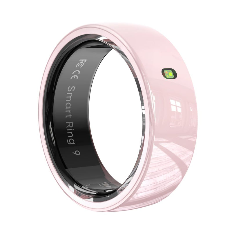 Smart Ring Fitness Tracker for Women Pink Ceramic (Size #10) | Sleep Monitoring, Heart Rate Monitoring, Gesture Touch Control, Menstral Tracking, Body Temperature, Charging Case