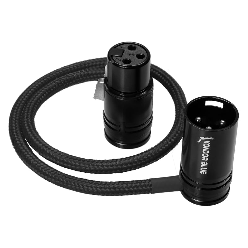 KONDOR BLUE | 16” Straight Low Profile Right Angle XLR Cable | Cameras, Microphones, Studio Audio, & Lightweight with Adjustable Angle | Black