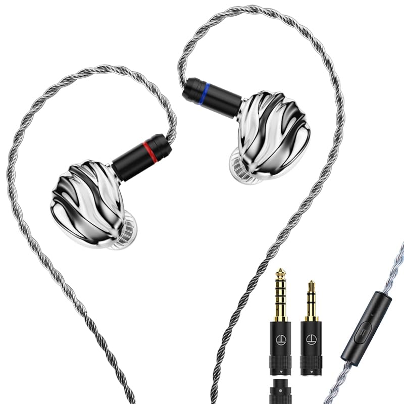 LEAUDIO TRN Shell 4DD Planar Hybrid Headpohnes with 2Pin Detachable Cable Interchangeable Nozzle Design Earphones (with mic) with mic