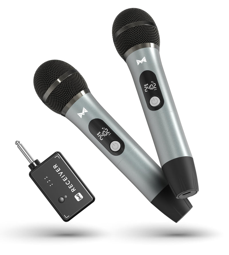 [AUSTRALIA] - Wireless Microphones, Wireless Microphone with One-To-One Chip Connection, Volume Control, 200-Foot Receiving Distance, All-Metal Tube Microphone, Suitable for Video Recording, Family Gatherings 