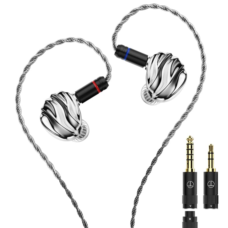 LEAUDIO TRN Shell 4DD Planar Hybrid Headpohnes with 2Pin Detachable Cable Interchangeable Nozzle Design Earphones (Without mic) without mic
