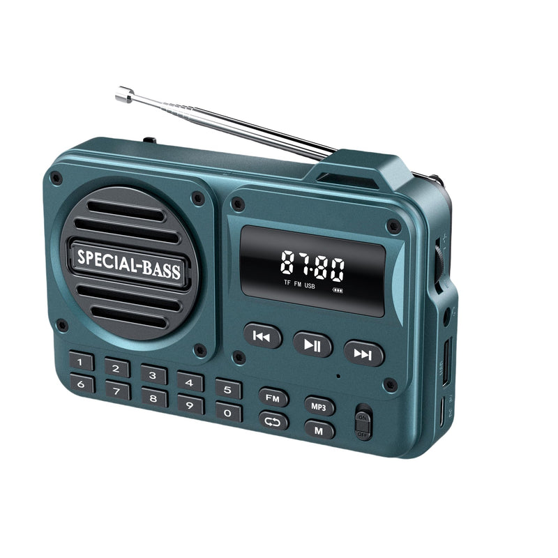 Pocket Radio FM USB-C Charging 2000mAh Rechargeable Excellent Reception Clear Speaker and Headphone Jack,LCD Screen,FM Radio for Walk/Jogging/Gym, Bluetooth/TF.(NO AM) (Turquoise) Turquoise