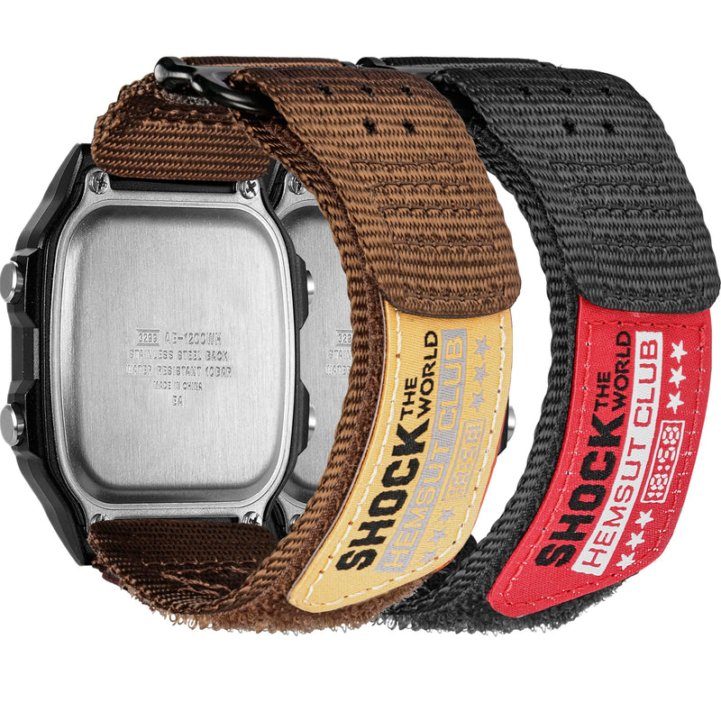18mm Watch Band Strap for Casio AE-1000W AE-1200 AE-1300 AEQ-110W AQ-S800W MRW-200H MRW-S300 SGW-300H SGW-400H W-216H W-218H W-735H, Super Rugged Nylon Sports Strap Coffee+Black Medium 175mm-220mm