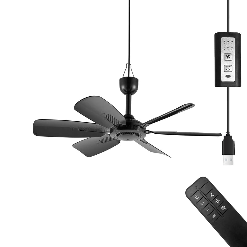 17.7-inch Portable USB Hanging Fan with 6 Blades, Indoor/Outdoor Use for RV, Camping, and Canopy, Quiet Operation，Fan with remote control (with remote control)
