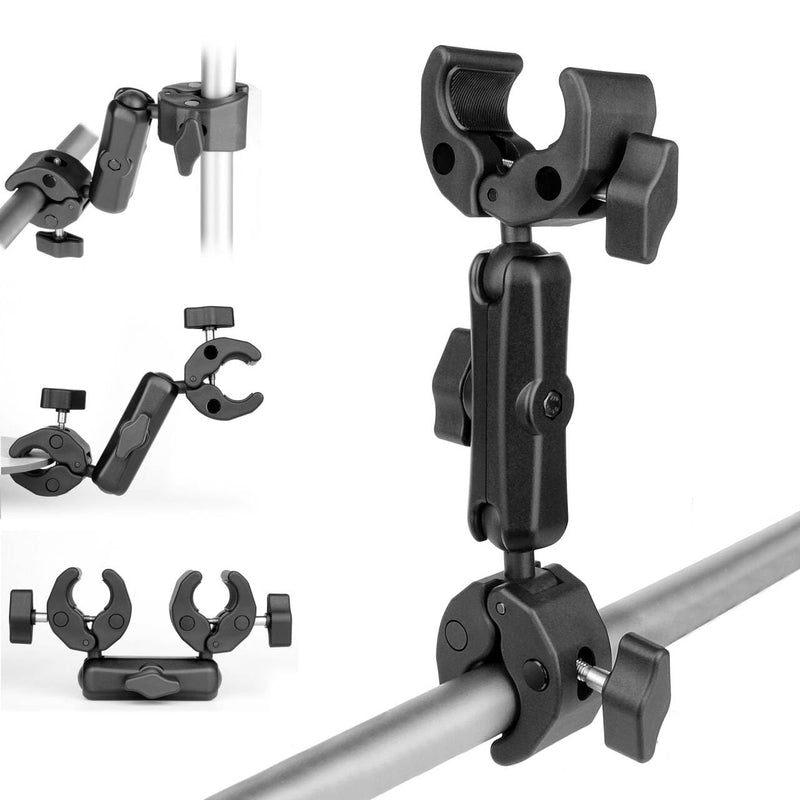 [AUSTRALIA] - Double Super Clamp Camera Mount with Magic Arm for Chair/Photography Reflector/Light/Pole, Umbrella Clamp with 360° Rotation Double Ball Head Adapter for Golf Push Carts/Strollers/Wagons 