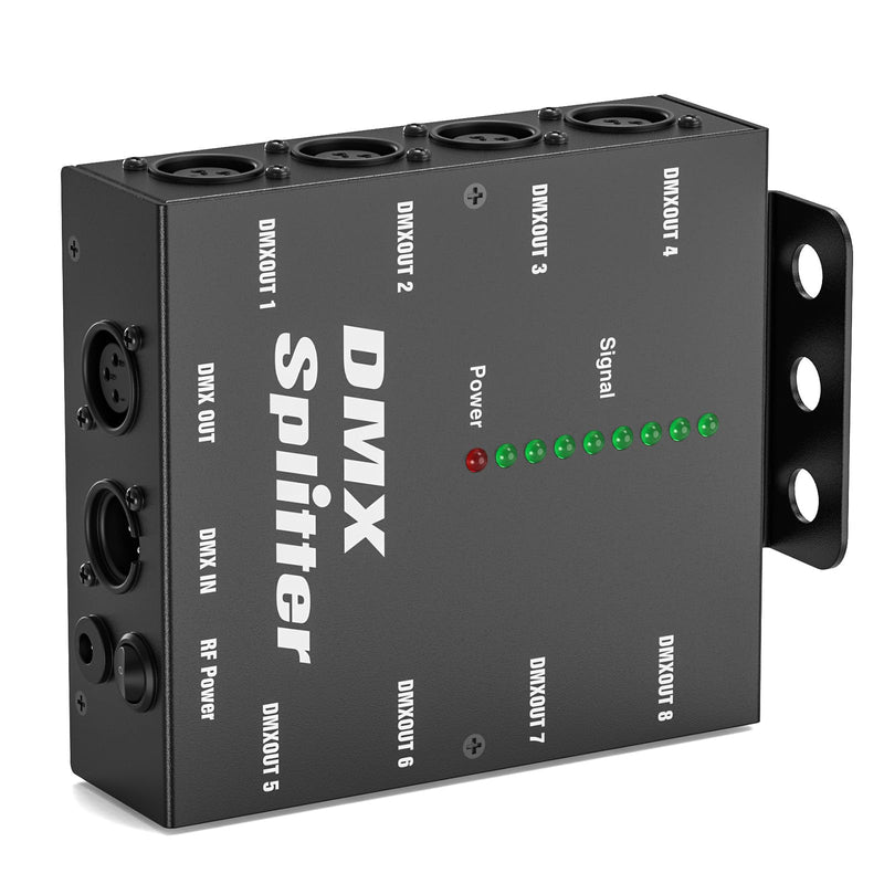 [AUSTRALIA] - 8-Way Isolated DMX512 Splitter Amplifier Distributor with 3-Pin Outputs XLR Signal Amplifier Transmitter Receiver for DJ Party LED Stage Lighting 1PCS 