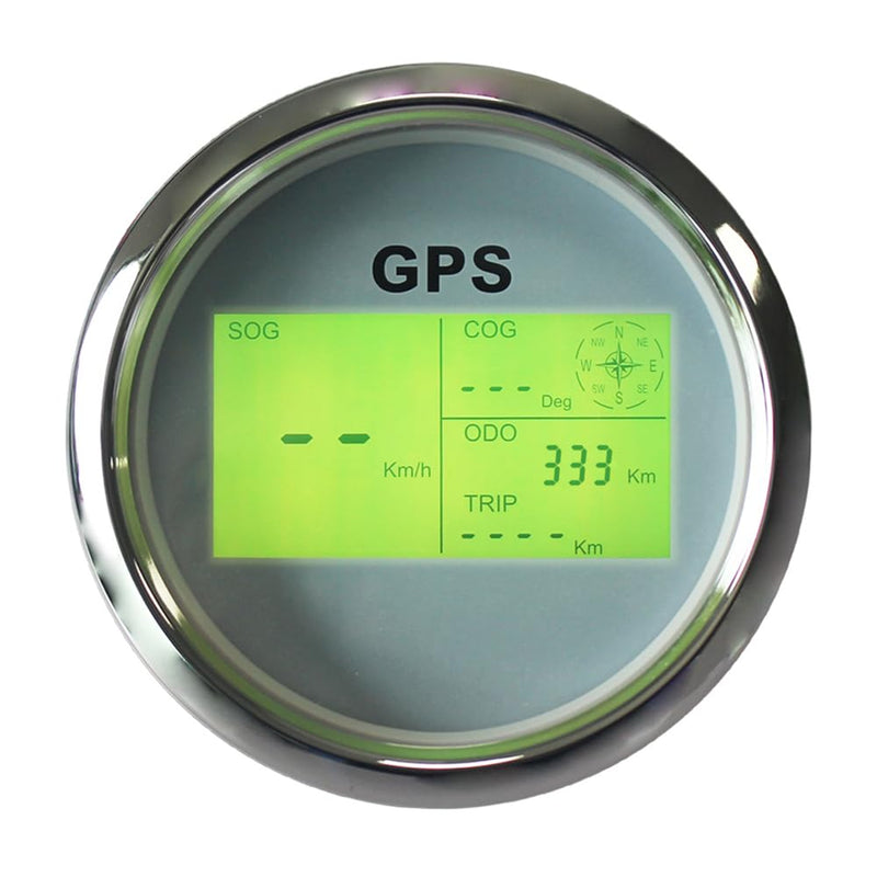 85mm 3 3/8" Boat Waterproof Digital GPS Speedometer MPH KM/H ODO COG Trip with 7 Backlights 12VDC 24V for Motorbike Boat Truck Racing Car (White&Silver) White&Silver