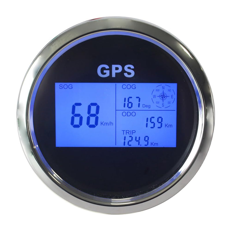 3 3/8" Diameter Auto Digital GPS Speedometer 0-999 MPH KM/H Knots Odometer Adjustable with 7 Backlights 12VDC 24V for Motorbike Boat Truck Racing Car (Black&Silver) Black&Silver