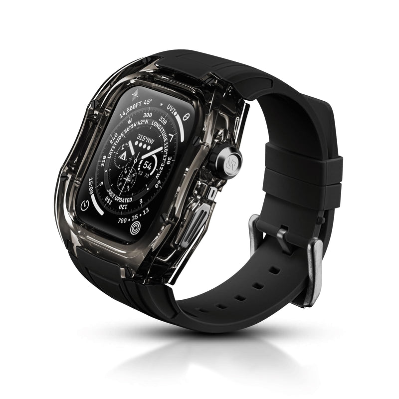 Premium Translucent Case with Band for Apple Watch Series 10/11 46mm, Hard Crystal Clear Military-Grade Protective Bumper Cover and Tactical-Style Strap for iWatch 46mm Black/Black