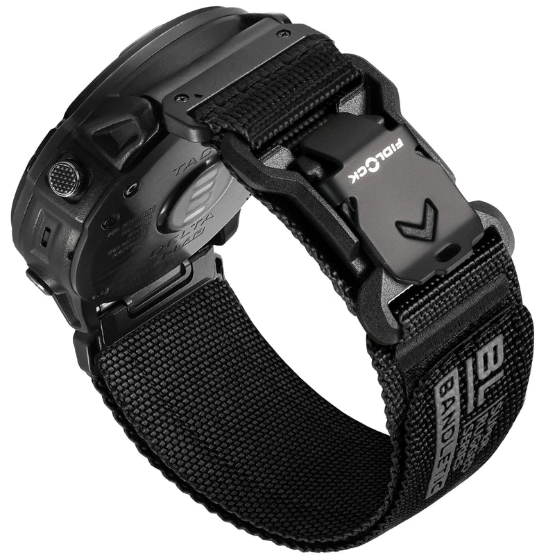 Bandletic 26mm Quick Fit Compatible with Garmin Fenix 8 7X 6X 5X Watch Band | Rugged Nylon Strap with Magnetic Fidlock V-Buckle, For Fenix 8 51mm/7X 6X Pro/5X Plus/3 HR/Tactix/Epix Pro2 51mm/Instinct 2X Black Large (7.3"-8.7")