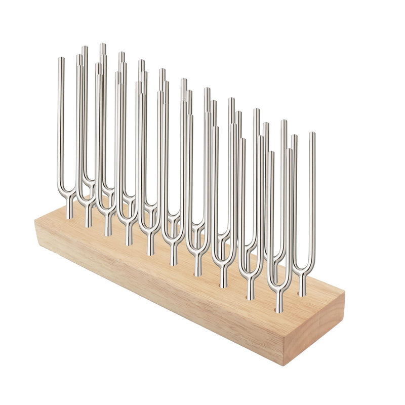 Klmnop Tuning Fork Holder, Wooden Tuning Fork Storage Rack Holds Up to 20 Tuning Forks for Convenient Storage(Fork Not Include) Natural