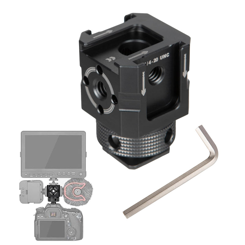 [AUSTRALIA] - Aluminum Camera Shoe Mount - Ultralight Cold Shoe Adapter with Multi 1/4" Threads, 60g Quick-Release Plate for DSLR/Mirrorless/Outdoor Photography 