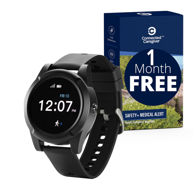 Connected Caregiver Safety+ 4G Medical Alert System for Seniors: Smart Watch, Fall Detection, 24/7 Monitor, WiFi Locate, SOS Button, Small, Lightweight, (Call to Activate)