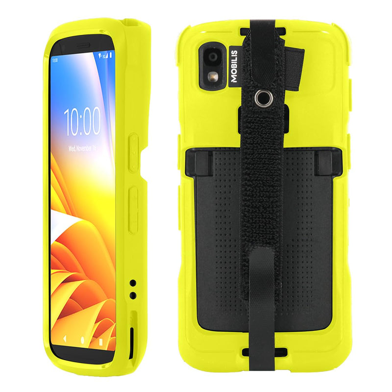 Mobilis Rugged Case for Zebra TC22 TC27 Mobile Computer with Handstrap, Reinforced Protective Cover, Military Grade Shockproof, Compatible with Charging Accessories, Recycled Materials, Neon Yellow
