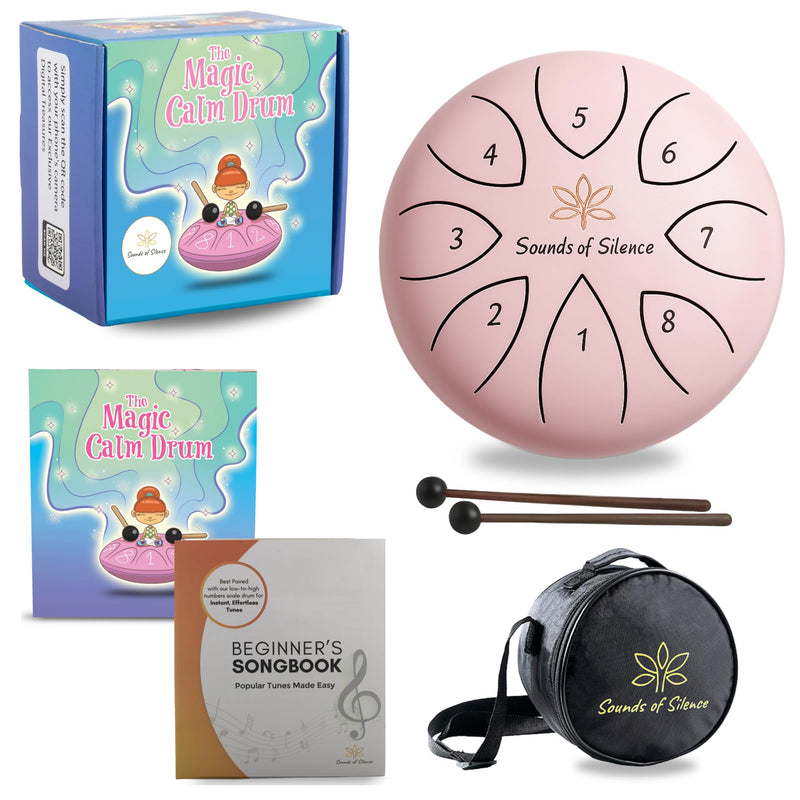 [AUSTRALIA] - Steel Drum | Handpan 6 Inch 8 Notes with Storybook and Songbook | Magic Calm Drum | Kids Musical Instruments for Ages 3–8 | Anger Management Toys | Music Gifts (Pink) Pink 