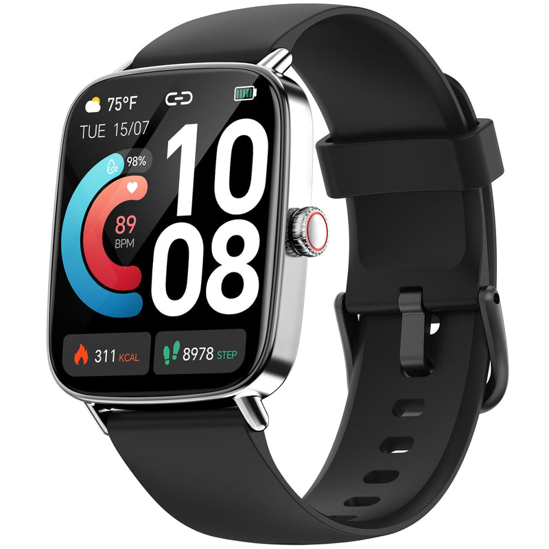 Smart Watch for Men Women, 1.85" (46mm) Smartwatch Compatible iPhone/Samsung/Android (Answer/Make Calls), 100+ Sport Modes Fitness Tracker with Heart Rate/Sleep/SpO2 Monitor, IP68 Waterproof, 2 Bands