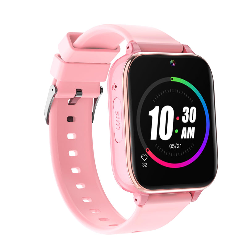 4G Kids Smart Watch Phone – Smart Cell Phone Watch for Boys Girls with Call SOS Games Alarm Camera Music Calculator School Mode Children Touch Watches for Kids Birthday Gifts Ages 4-12, Light Pink