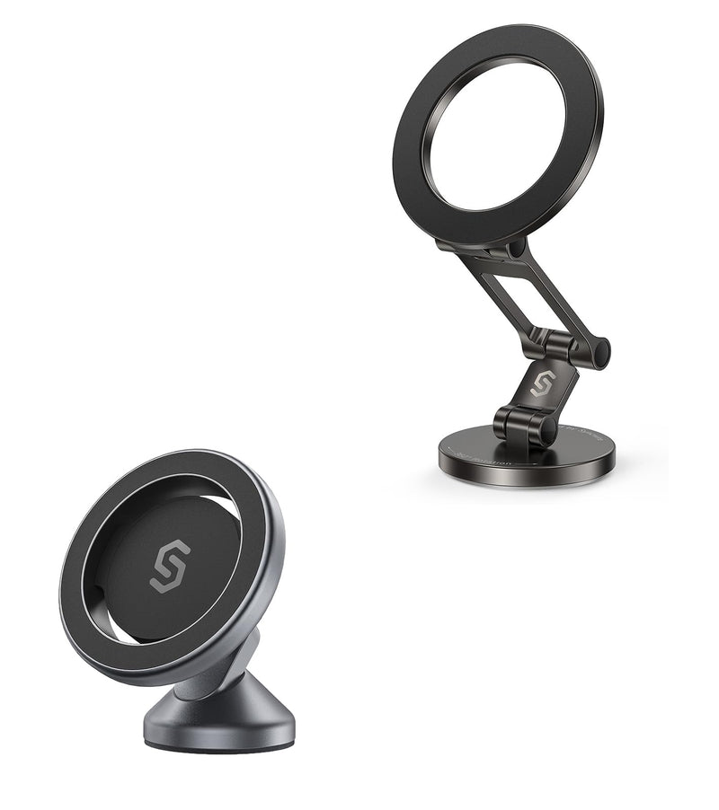 SYNCWIRE MagSafe Car Mount Bundle - 360° Rotating Magnetic Phone Holder for Car Dashboard & Tesla Screen, Strong Magnets Compatible with iPhone 16 15 14 13 Pro Max & Samsung