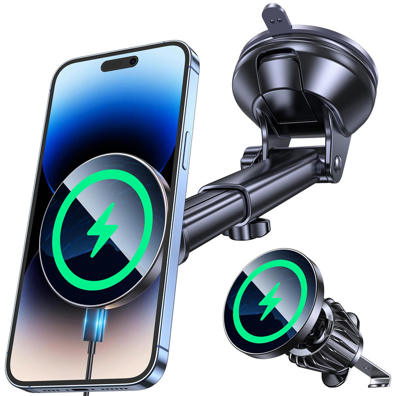 Kaistyle for Magsafe Car Mount Charger【Strongest Magnet】 Upgraded Wireless Car Charger Magnetic Phone Holders for Your Car Suction Cup Phone Mount for MagSafe Car Charger for iPhone 17 16 15 14 13 12