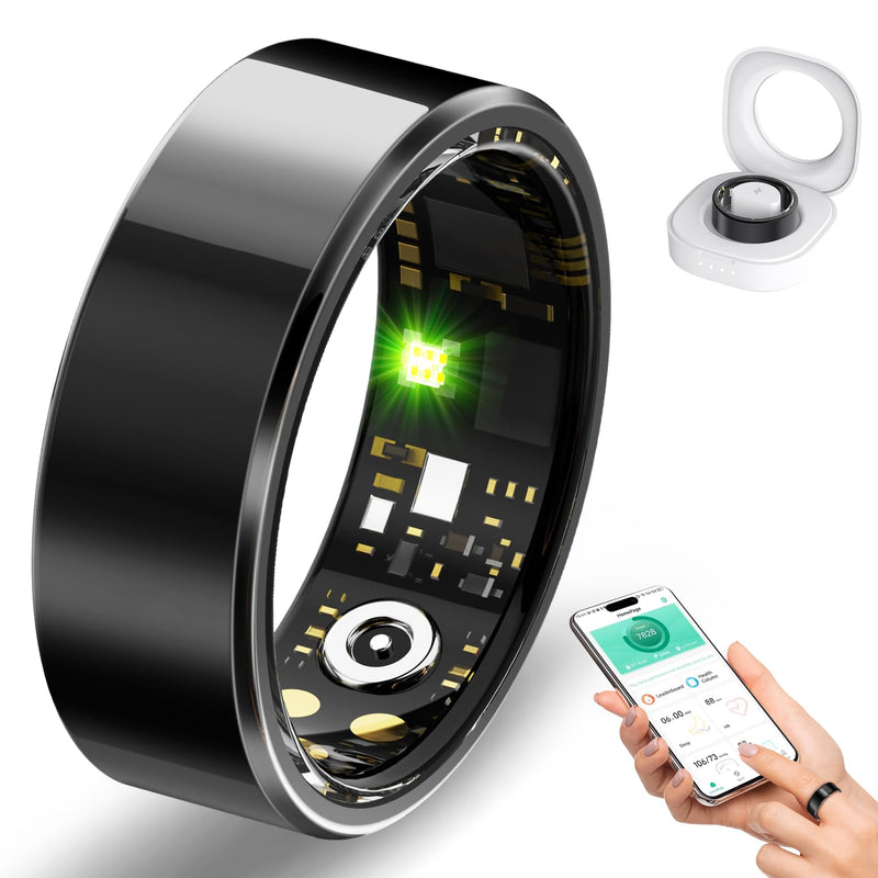 Smart Ring for Women Men, Sleep Tracker Ring with Heart Rate, Blood Oxygen, Fitness Ring for Activity Tracker/Steps/Calories, No Subscription, Waterproof Health Rings,Utra Battery Life Black 10