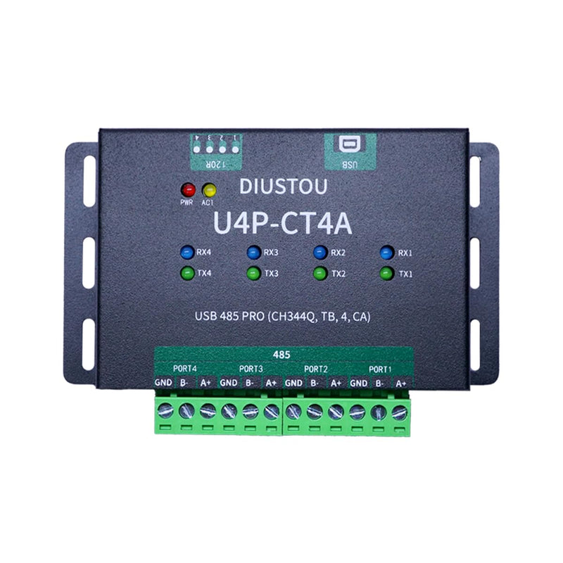 USB to 4-Channel 485 Serial Module CH344Q SP3485 Chip 480Mbps USB Interface Supports 485 Communication at 3M baud Rate Metal case with Isolation Multiple Protection
