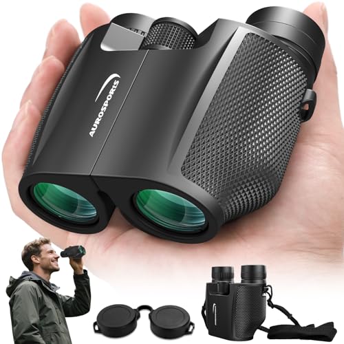 Aurosports 12x32 Compact Binoculars for Adults - Small Binoculars with FMC Lens & BAK4 Prism - Wide 273ft/1000yds Field of View - Easy Focus Binos for Bird Watching Traveling Gifts for Men Women 12x32-Compact