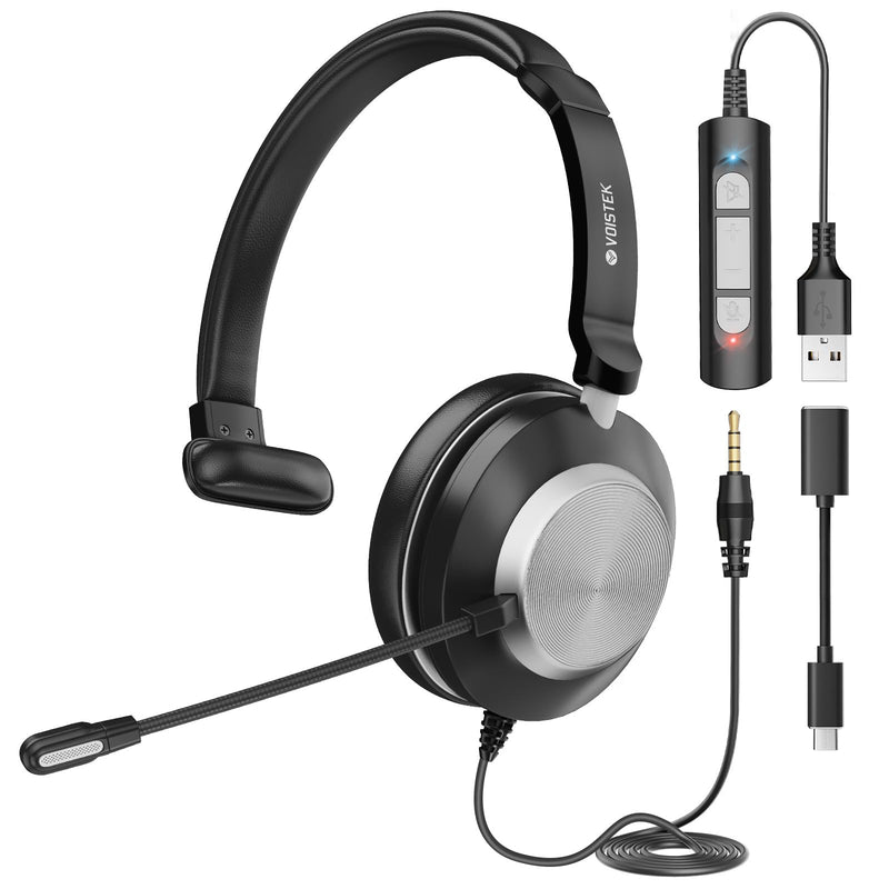 [AUSTRALIA] - Voistek USB Headset with Microphone for PC/Laptop, Wired Computer Headphones with Noise Cancelling Mic, in-Line Volume Control for Work from Home,Office,Call Center Morden 