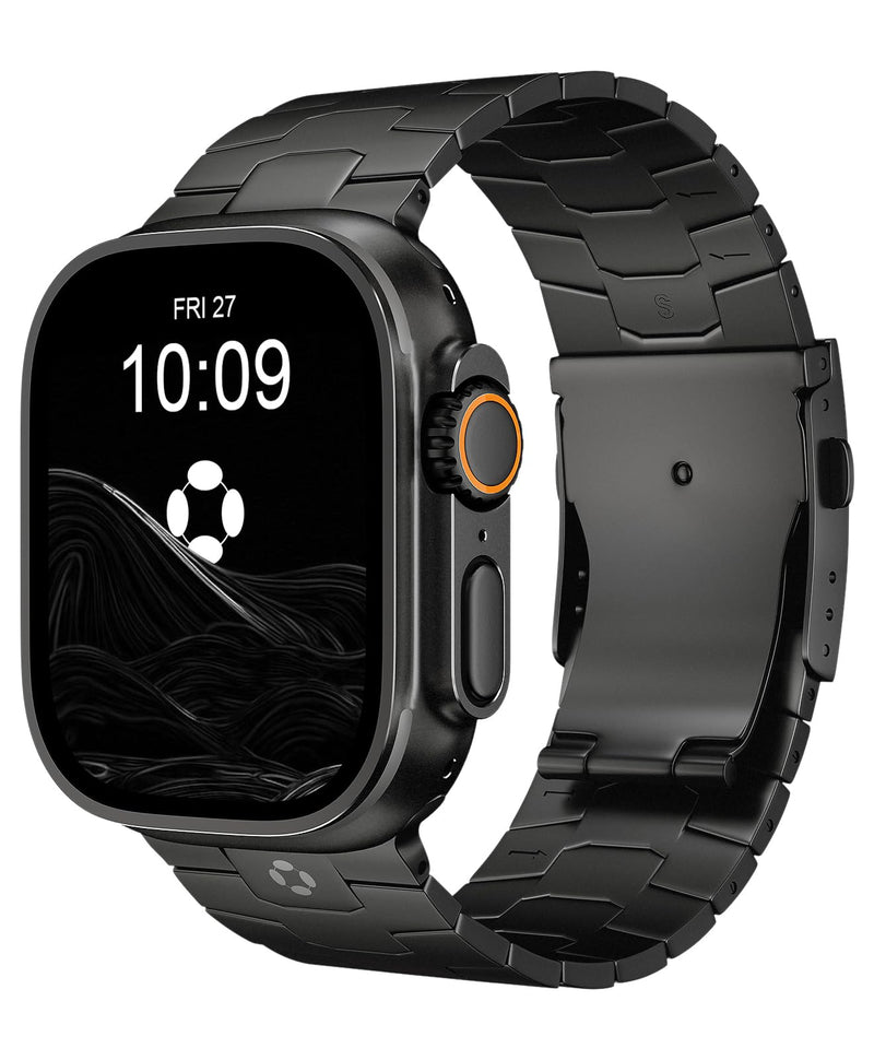 26mm Titanium Band for Apple Watch Ultra 2/Ultra 3 49mm, Rugged Metal Watch Band for Men, Robust iWatch Ultra Replacement Strap, DLC Scratch Resistant Titanium Link Bracelet,Foldover Clasp,Titanium