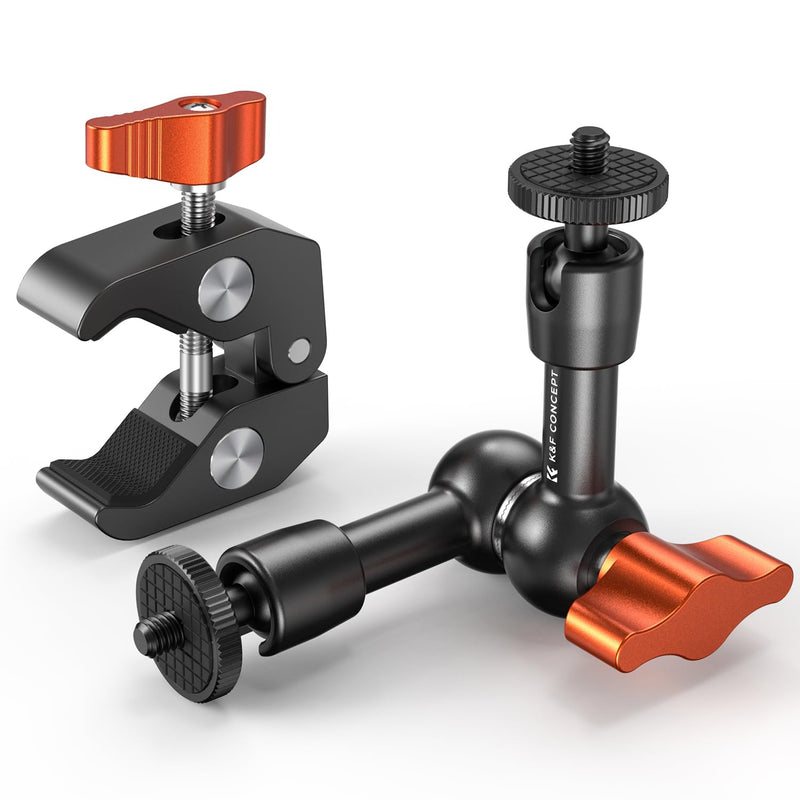 [AUSTRALIA] - K&F CONCEPT 6" Magic Arm Clamp with Super Clamp, 360°Ballhead Articulating Mini Arm for Monitor, LED Light, Webcam, Action Camera 6" with Clamp 