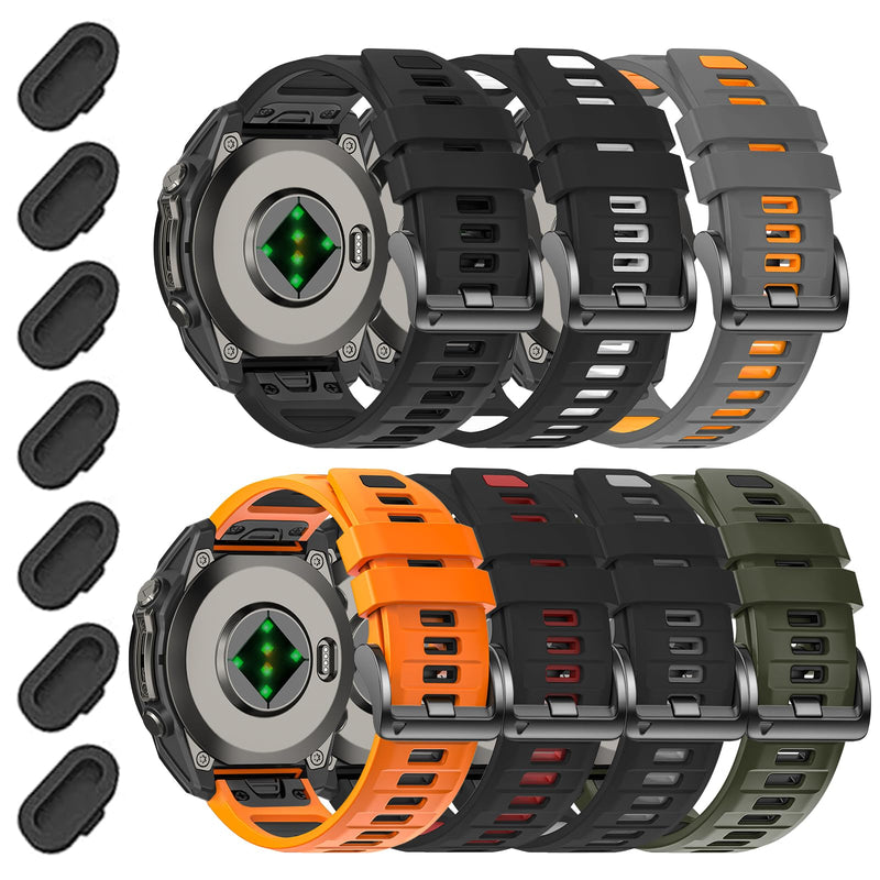 26mm Watchbands Compatible With Garmin Fenix 8 Pro/Quatix 8 51mm/Fenix 7X Pro/7X/6X Pro/6X/5X Plus/5X/3 HR,Silicone Quick-Fit Strap for tactix 8 51mm/7 pro/Enduro 3 2/Descent Mk3i-51mm/Mk2i 7Pack1